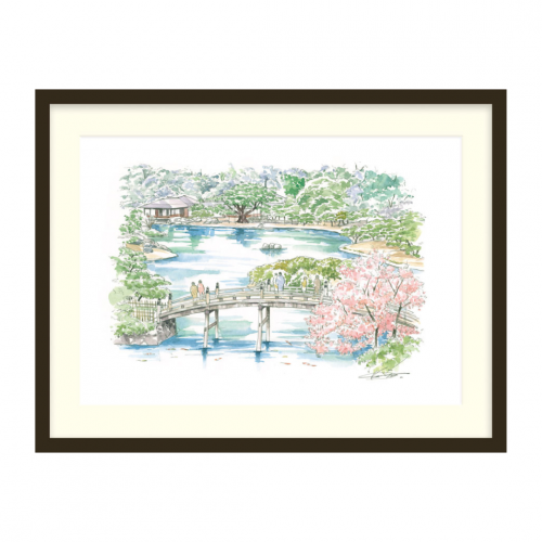 Ritsurin Garden Framed Illustration 10 Postcard Set